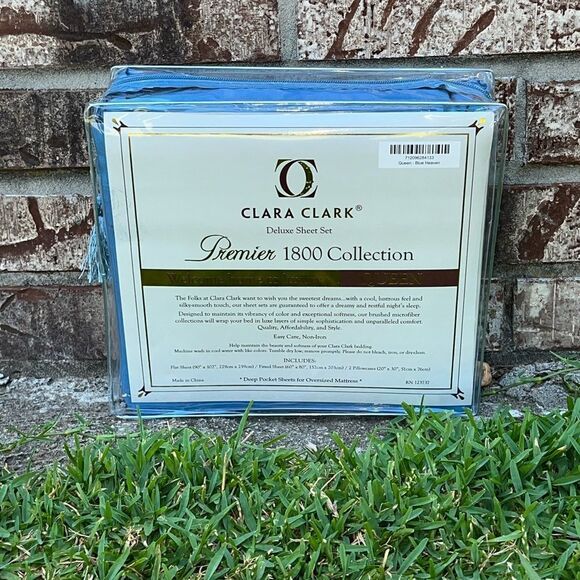 NEW 1800 Thread Count: BLUE Color, Deep Pockets, Premier 4 Piece Bed Sheet Set - Picture 2 of 2